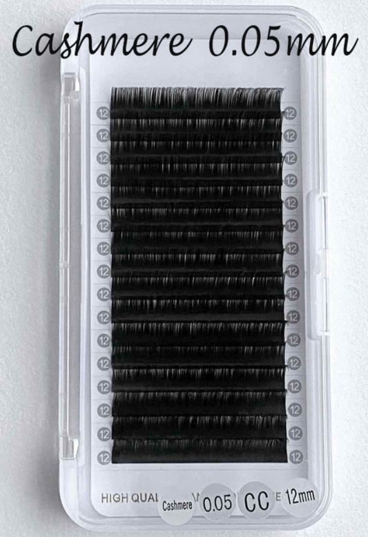 Cashmere Extra Matte Dark Black Lashes【16 lines no-logo white label】0.05mm【Best Quality Ever】