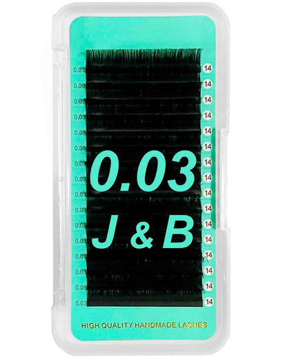 Cashmere Matte Faux Mink Deep Black Individual Lashes 0.03mm Mega Volume 【16-lines No-logo】Mixed Length