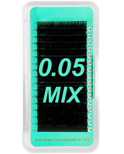 Cashmere Matte Faux Mink Deep Black Individual Lash Extensions【0.05mm Volume 16-lines No-logo】Mixed Length