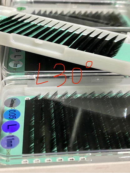 L curl lashes (70-degree, 30-degree)  【Best Quality Ever】0.03mm 0.05mm Cashmere Extra Matte Dark Black Lashes