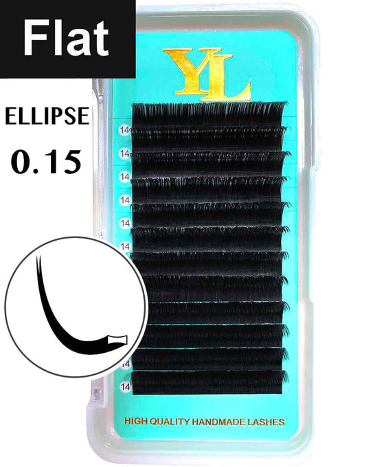Flat Lashes/ Ellipse Lash 0.15mm【Extra Matte Dark Black】8 to 18mm
