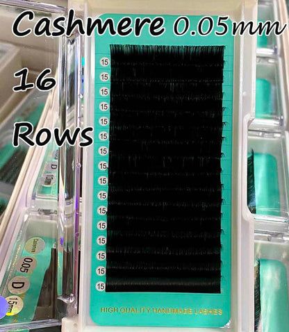 Cashmere PRO Extra Matte Deep Black Lashes 0.05mm【16-lines No-logo】【Best Quality Ever】