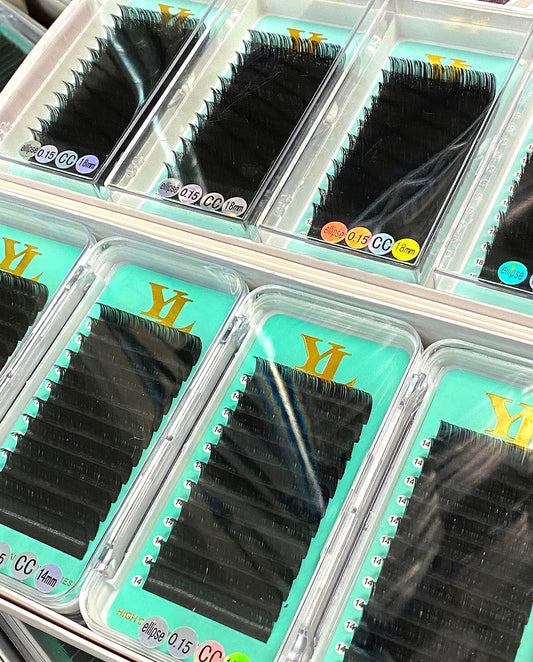 Flat lashes/ Ellipse eyelashes 【Regular Shine Dark Black】 0.15mm - 8 to 18mm Clearance Sale