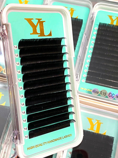Flat lashes/ Ellipse eyelashes 【Regular Shine Dark Black】 0.15mm - 8 to 18mm Clearance Sale